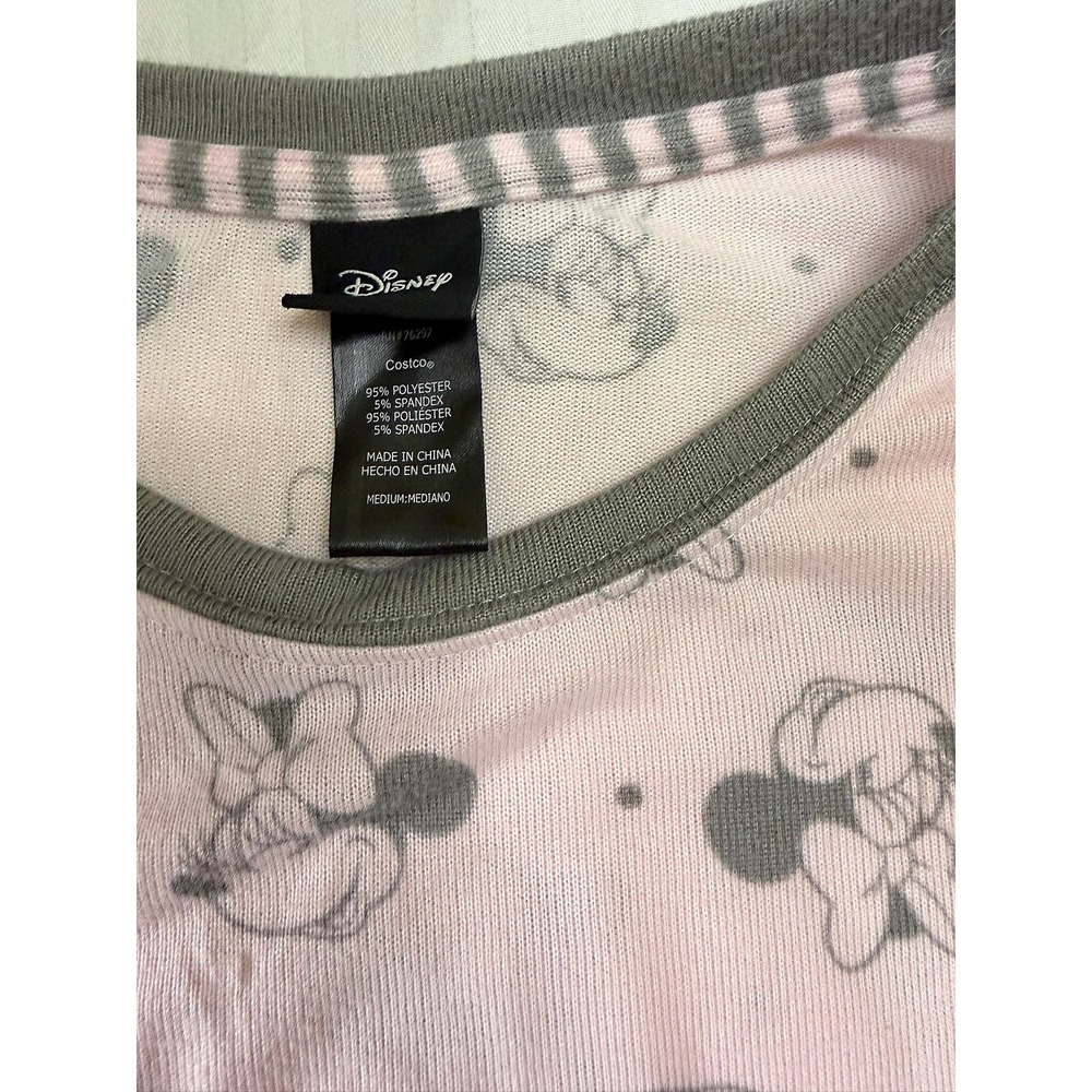 Disney Minnie Mouse Pink Gray Pajama Set Top Pants Women Medium - Picture 4 of 14